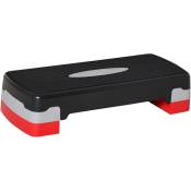 Stepper Fitness Aerobic hauteur reglable surface antiderapante dim. 68L x 29l x 10-15H cm plastique noir gris rouge - Rouge