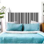 Sticker tête de lit, originale code barres, décoration décalée pour chambre, 60 cm x 160 cm - Noir