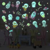 Stickers mural phosphorescents lumineux animaux 160x120cm