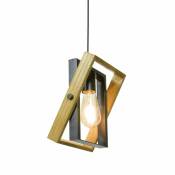 Suspension orientable en métal et bois nooli pour utilisation en intérieur - Style Industriel - L20 cm - 1 lumière 8W, douille E27 - ampoule(s) non