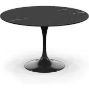 Table à manger ronde - 120 cm - Marbre - Tulip Noir - Marbre, Métal, Plastique - Noir