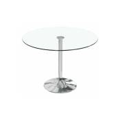 Table à manger ronde en verre transparent Runa 90 cm (largeur) x 75 cm (hauteur) x 90 cm (profondeur)