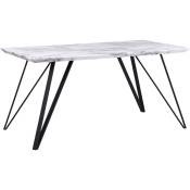 Table Basse 150 x 80 cm Blanc Effet Marbre Avec Pieds Noirs de Style Glamour et Rétro pour Salon Moderne Beliani Noir