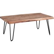 Table basse industrielle en bois de manguier massif