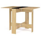 Table console pliable edi 2-4 personnes bois façon hêtre plateau noir 103 x 76 cm - Bois