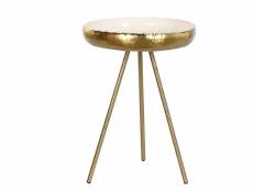 Table d'appoint ronde en aluminium coloris blanc doré - diamètre 43 x hauteur 61 cm
