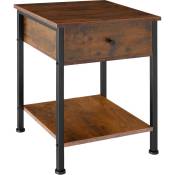 Table de chevet Bradford 40x40x55,5cm - table de chevet avec tiroir, table de chambre à coucher, table d'appoint - Bois foncé industriel, rustique