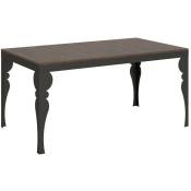 Table extensible 6 à 20 places l 160 à 420cm marron et pieds gris foncé Patone