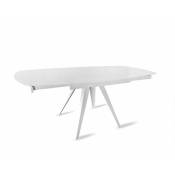 Table extensible ovale 120/180 cm verre trempé métal
