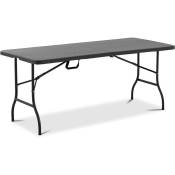 Table pliante de jardin d'extérieur traiteur (183 x 75 x 74 cm, capacité de charge : 150 kg, acier, polyéthylène, coloris : noir) - Noir