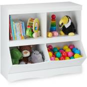 Tagère pour enfants pour jouets, 72 x 80 x 40 cm, 4 compartiments, chambre, meuble jeux, blanc - Relaxdays