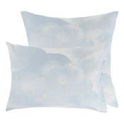 Taie d'oreiller carrée pur coton imprimé blanc 64 x 64 cm