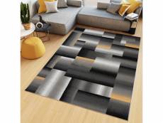 Tapiso maya tapis salon moderne géométrique rayures noir gris orange fin 180 x 250 cm Z904B GRAY 1,80-2,50 MAYA PP EYM