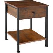 Tectake - Table de chevet Bradford 40x40x55,5cm - table de chevet avec tiroir, table de chambre à coucher, table d'appoint - Bois foncé industriel,