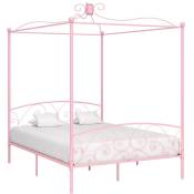 Vidaxl - Cadre de lit à baldaquin rose métal 180x200 cm
