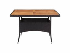 Vidaxl table d'extérieur noir résine tressée et bois d'acacia solide 46187