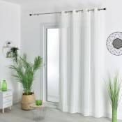 Voilage tamisant à fines rayures polyester blanc 140x240