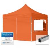 3x3 m Tente pliante - Alu, côté panoramique, orange