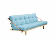 Banquette futon jump en pin massif coloris bleu clair couchage 130 cm. 20100886864