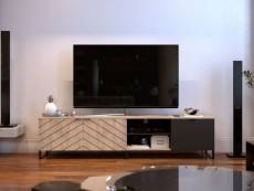 Bobochic auxane - meuble tv - bois et noir - 200 cm