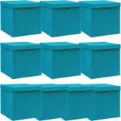 Boîtes de rangement et couvercles 10 pcs Bleu 32x32x32