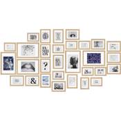 bomoe Set de 30 Cadres Photos Emotion pour décoration Murale pour Chambre Salon Bureau Maison chêne