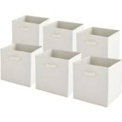 Box And Beyond - Lot de 6 bacs de rangement intissés pliables - blanc cassé - 31x31x31cm