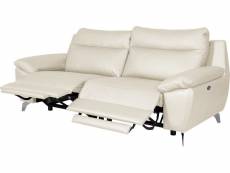 Canapé taille 2 places avec 2 relax en 100% tout cuir épais de luxe italien avec 2 relax électriques, perini, blanc cassé