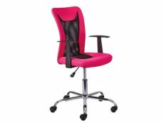 Chaise de bureau réglable simili cuir rose et noir roll