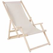 Chaise longue chaise longue pliante en bois chaise longue pliante en bois chaise longue de jardin beige - Melko