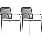 Chaises de jardin 2 pcs Corde en coton et acier Noir - Noir