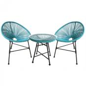 Concept-usine - Salon de jardin 2 fauteuils oeuf + table basse bleu acapulco - blue