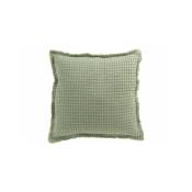 Dansmamaison - Coussin Gaufre Coton Vert Clair - l 50 x l 50 x h 4 cm