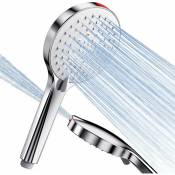 Debuns - Pommeau de douche à économie d'eau avec 5 modes de pulvérisation, augmente la pression de pluie 125 mm - Pommeau de douche pour bains,