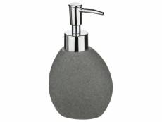Distributeur savon stone - h 16 cm x d 8,5 cm - céramique - gris