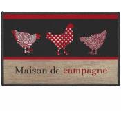 Doulito - Tapis antidérapant - 50 x 80 cm - Poules Rouge - Rouge