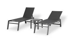 Ensemble de chaises longues hautes et table basse gris