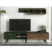 Ensemble meuble tv heron 180 cm bois et vert