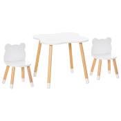 Ensemble scandinave table et chaises enfant motif ourson