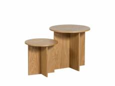 Lina - lot de 2 tables d'appoint rondes en bois - couleur - bois clair