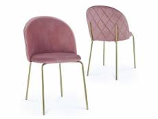 Lot de 2 chaises design en velours rose kenneth ZL201901634-ROS-2