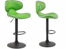 Lot de 2 tabourets de bar design contemporain pieds en métal noir assise en synthétique vert 10_0000341