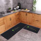 Lot de 2 tapis de cuisine antidérapants lavables pour la cuisine, le couloir, 40 x 120 cm, 40 x 60 cm