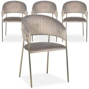 Lot de 4 chaises Tabata Velours Taupe - Taupe