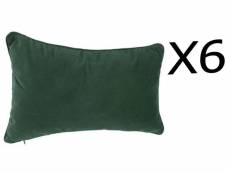 Lot de 6 coussins rectangulaires 100% polyester coloris vert - dim : l.50 x l.30 cm -pegane