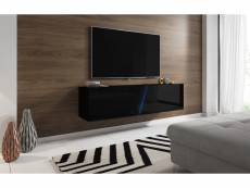 Meuble tv noir mat / noir brillant + led bleu - 160 x 34 x 40 cm -pegane-