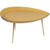 Miliboo - Table basse design en acier laqué jaune et doré L80 cm drop - Jaune