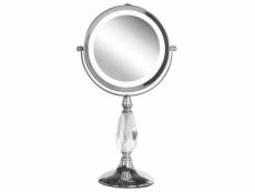 Miroir de maquillage avec led ø 18 cm argenté maury 297404