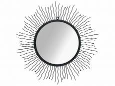 Miroir mural forme soleil 80 cm acier noir dec022709