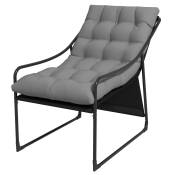 Outsunny Chaise de jardin fauteuil d'extérieur avec coussin cadre en acier pour balcon, terrasse, jardin gris